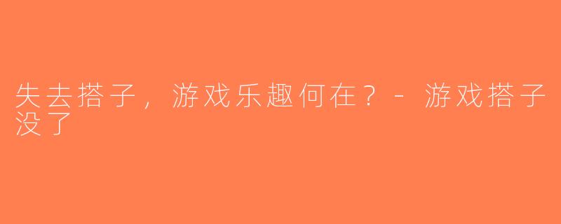 失去搭子，游戏乐趣何在？-游戏搭子没了