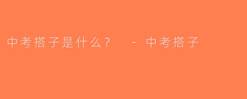 中考搭子是什么？ -中考搭子