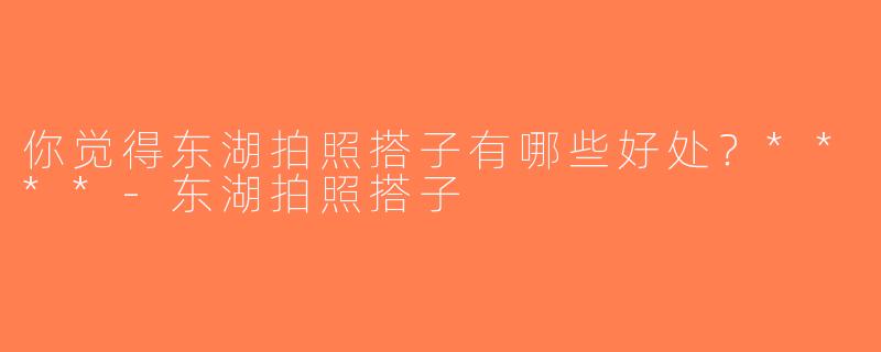 你觉得东湖拍照搭子有哪些好处？****-东湖拍照搭子
