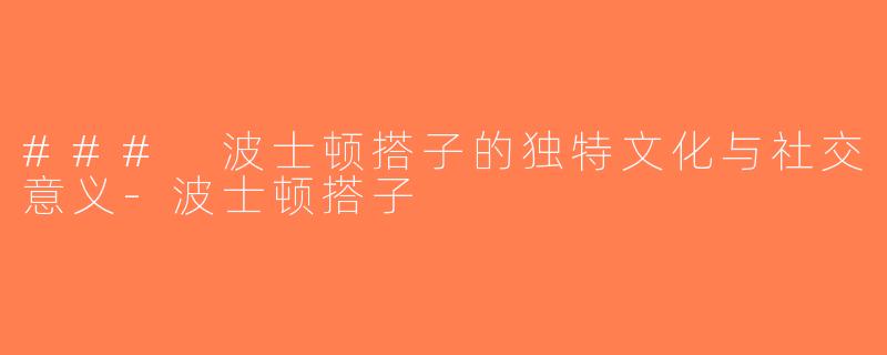 ### 波士顿搭子的独特文化与社交意义-波士顿搭子