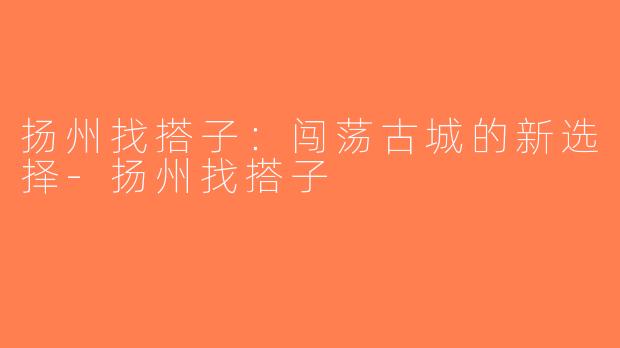 扬州找搭子：闯荡古城的新选择-扬州找搭子