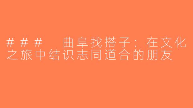 ### 曲阜找搭子：在文化之旅中结识志同道合的朋友