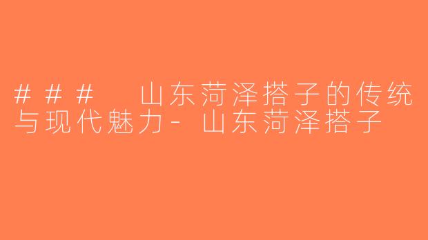 ### 山东菏泽搭子的传统与现代魅力-山东菏泽搭子