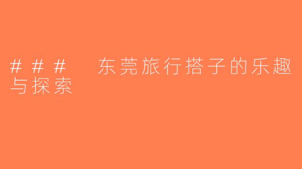 ### 东莞旅行搭子的乐趣与探索