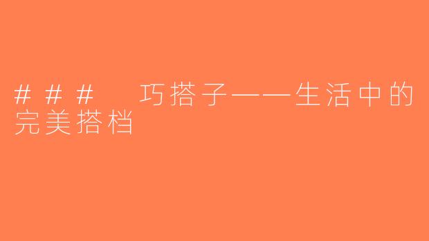 ### 巧搭子——生活中的完美搭档