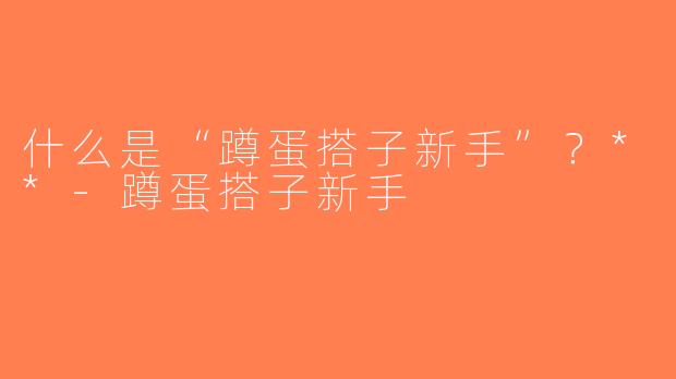 什么是“蹲蛋搭子新手”？**-蹲蛋搭子新手