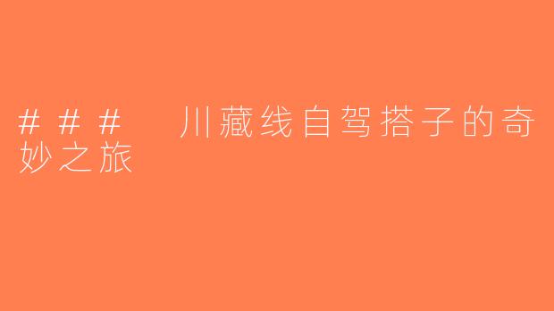 ### 川藏线自驾搭子的奇妙之旅