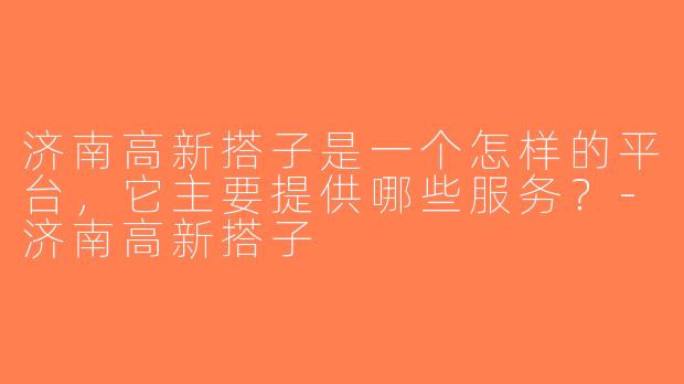 济南高新搭子是一个怎样的平台，它主要提供哪些服务？-济南高新搭子