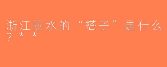 浙江丽水的“搭子”是什么？**
