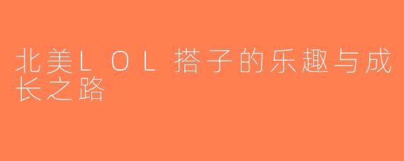 北美LOL搭子的乐趣与成长之路