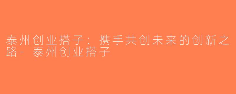 泰州创业搭子：携手共创未来的创新之路-泰州创业搭子