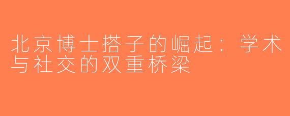 北京博士搭子的崛起：学术与社交的双重桥梁