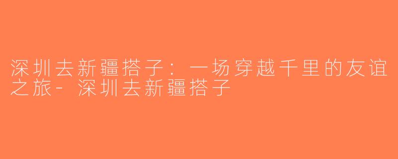 深圳去新疆搭子：一场穿越千里的友谊之旅-深圳去新疆搭子