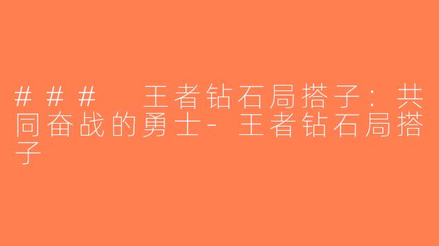 ### 王者钻石局搭子：共同奋战的勇士-王者钻石局搭子