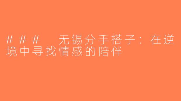 ### 无锡分手搭子：在逆境中寻找情感的陪伴