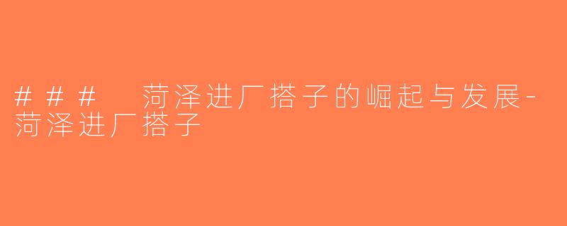 ### 菏泽进厂搭子的崛起与发展-菏泽进厂搭子