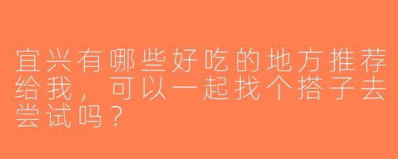 宜兴有哪些好吃的地方推荐给我，可以一起找个搭子去尝试吗？