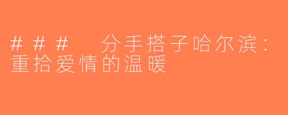 ### 分手搭子哈尔滨：重拾爱情的温暖