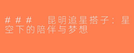### 昆明追星搭子：星空下的陪伴与梦想