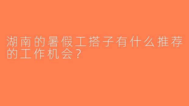 湖南的暑假工搭子有什么推荐的工作机会？