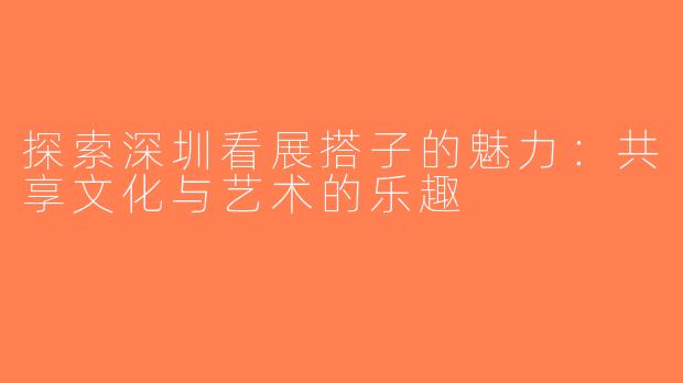 探索深圳看展搭子的魅力：共享文化与艺术的乐趣