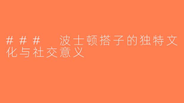 ### 波士顿搭子的独特文化与社交意义