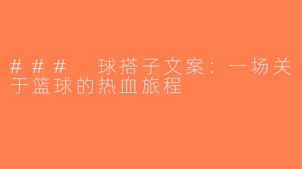 ### 球搭子文案：一场关于篮球的热血旅程