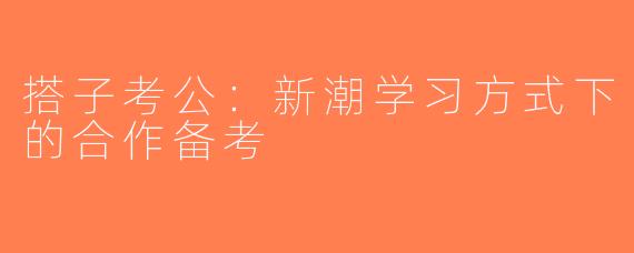 搭子考公：新潮学习方式下的合作备考