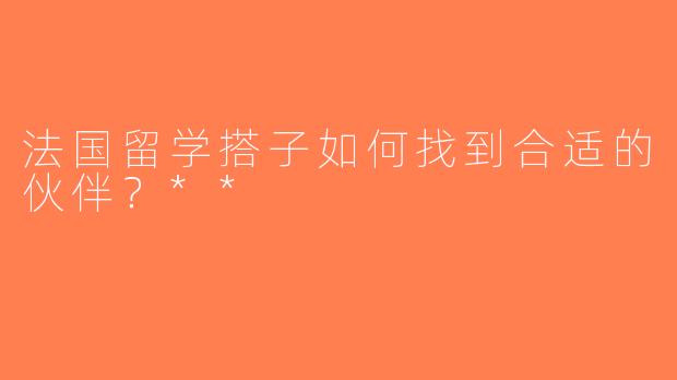 法国留学搭子如何找到合适的伙伴？**