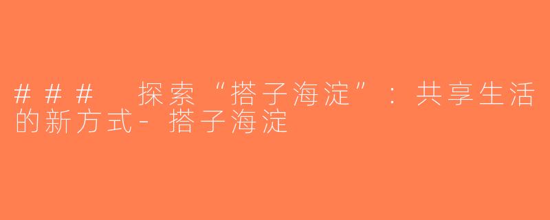 ### 探索“搭子海淀”：共享生活的新方式-搭子海淀