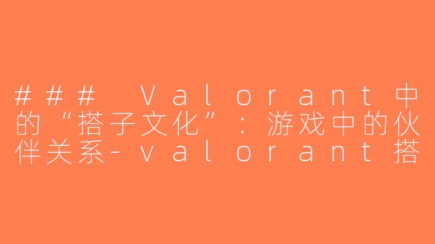 ### Valorant中的“搭子文化”：游戏中的伙伴关系-valorant搭子