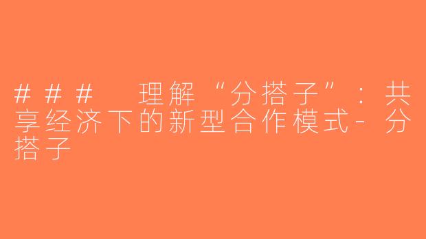 ### 理解“分搭子”：共享经济下的新型合作模式-分搭子