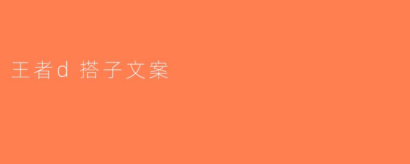 王者d搭子文案