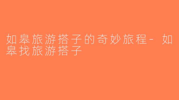 如皋旅游搭子的奇妙旅程-如皋找旅游搭子