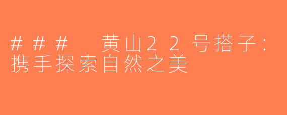 ### 黄山22号搭子：携手探索自然之美