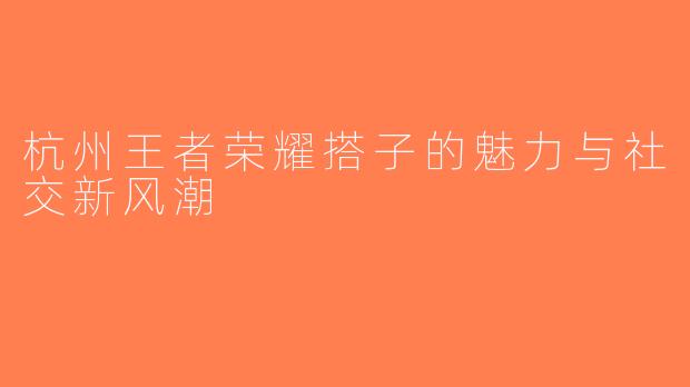 杭州王者荣耀搭子的魅力与社交新风潮
