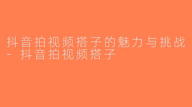 抖音拍视频搭子的魅力与挑战-抖音拍视频搭子