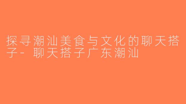 探寻潮汕美食与文化的聊天搭子-聊天搭子广东潮汕
