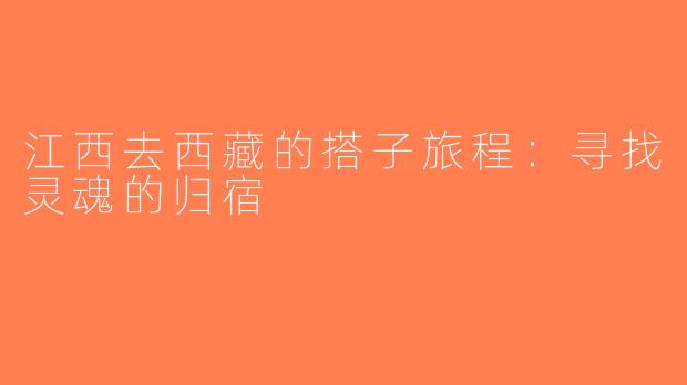 江西去西藏的搭子旅程：寻找灵魂的归宿