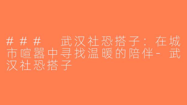 ### 武汉社恐搭子：在城市喧嚣中寻找温暖的陪伴-武汉社恐搭子