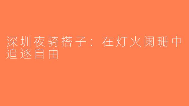 深圳夜骑搭子：在灯火阑珊中追逐自由