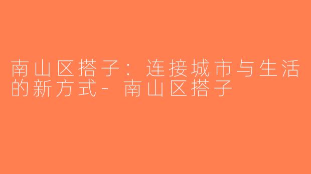 南山区搭子：连接城市与生活的新方式-南山区搭子