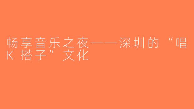 畅享音乐之夜——深圳的“唱K搭子”文化