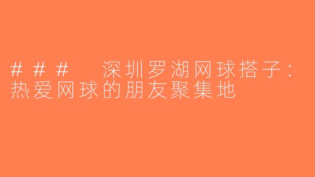### 深圳罗湖网球搭子：热爱网球的朋友聚集地