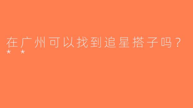 在广州可以找到追星搭子吗？**