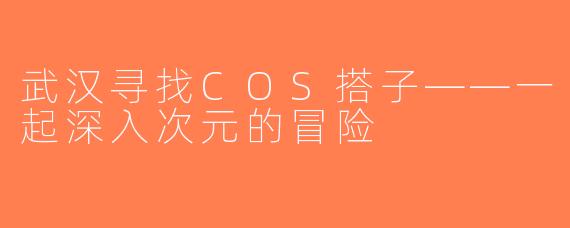 武汉寻找COS搭子——一起深入次元的冒险