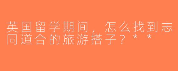 英国留学期间，怎么找到志同道合的旅游搭子？**