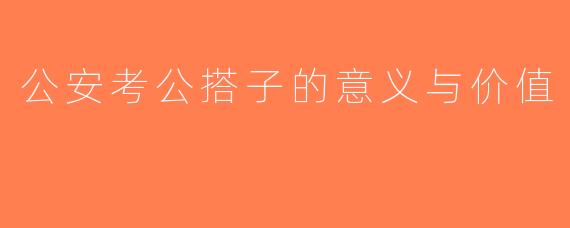 公安考公搭子的意义与价值