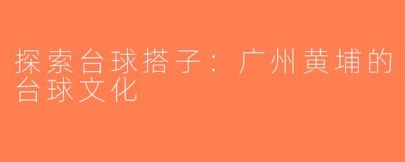 探索台球搭子：广州黄埔的台球文化