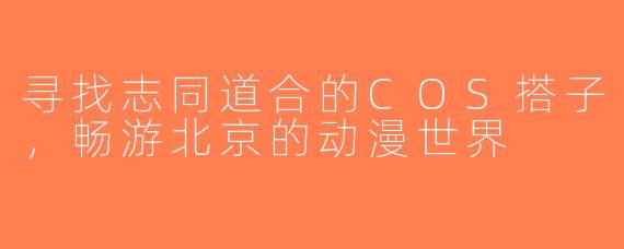 寻找志同道合的COS搭子，畅游北京的动漫世界
